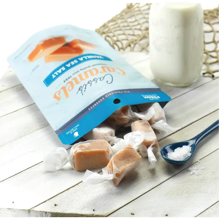 Cassi's Vanilla Sea Salt Caramels 4 oz Resealable Bags (Pack of 2)
