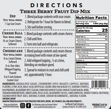 Load image into Gallery viewer, Three Berry Fruit Dip Mix--Multiple Products in 1 Packet (2)
