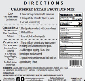 Cranberry Pecan Fruit Dip Mix--Multiple Products in 1 Packet (2)