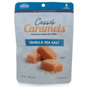 Cassi's Vanilla Sea Salt Caramels 4 oz Resealable Bags  (Pack of 2)